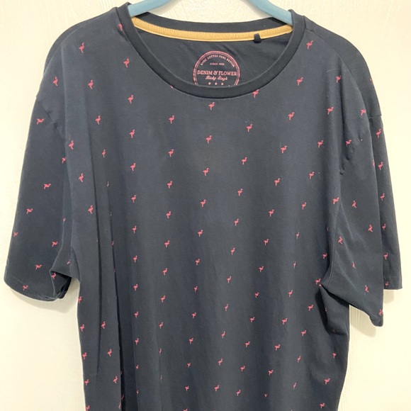 Denim & Flower Black w/ Pink Flamingos - Picture 1 of 3